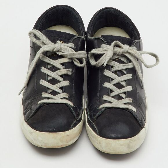 Golden Goose Black Leather Superstar Low Top Sneakers Size 37 - Picture 3 of 7